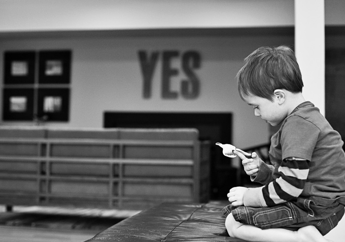 boy in family room