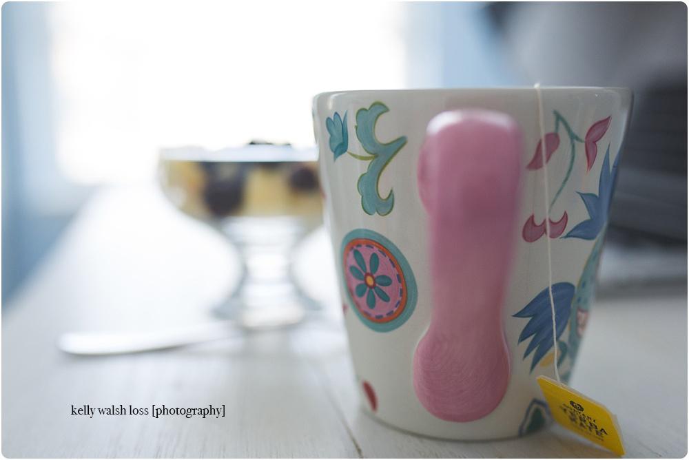 coffee mug and fruit