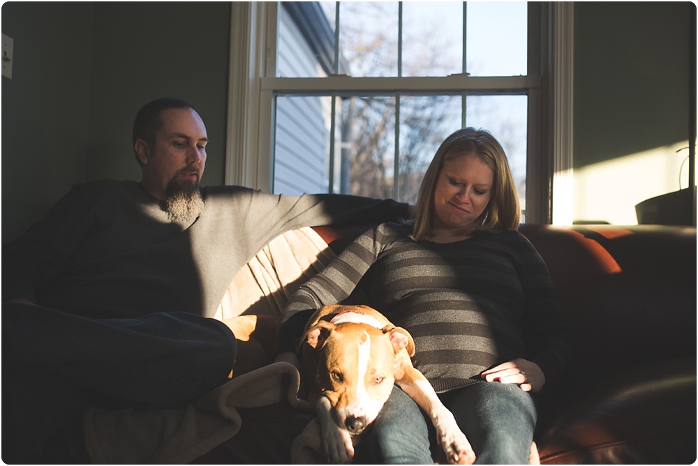 pregnant lady with husband and dog