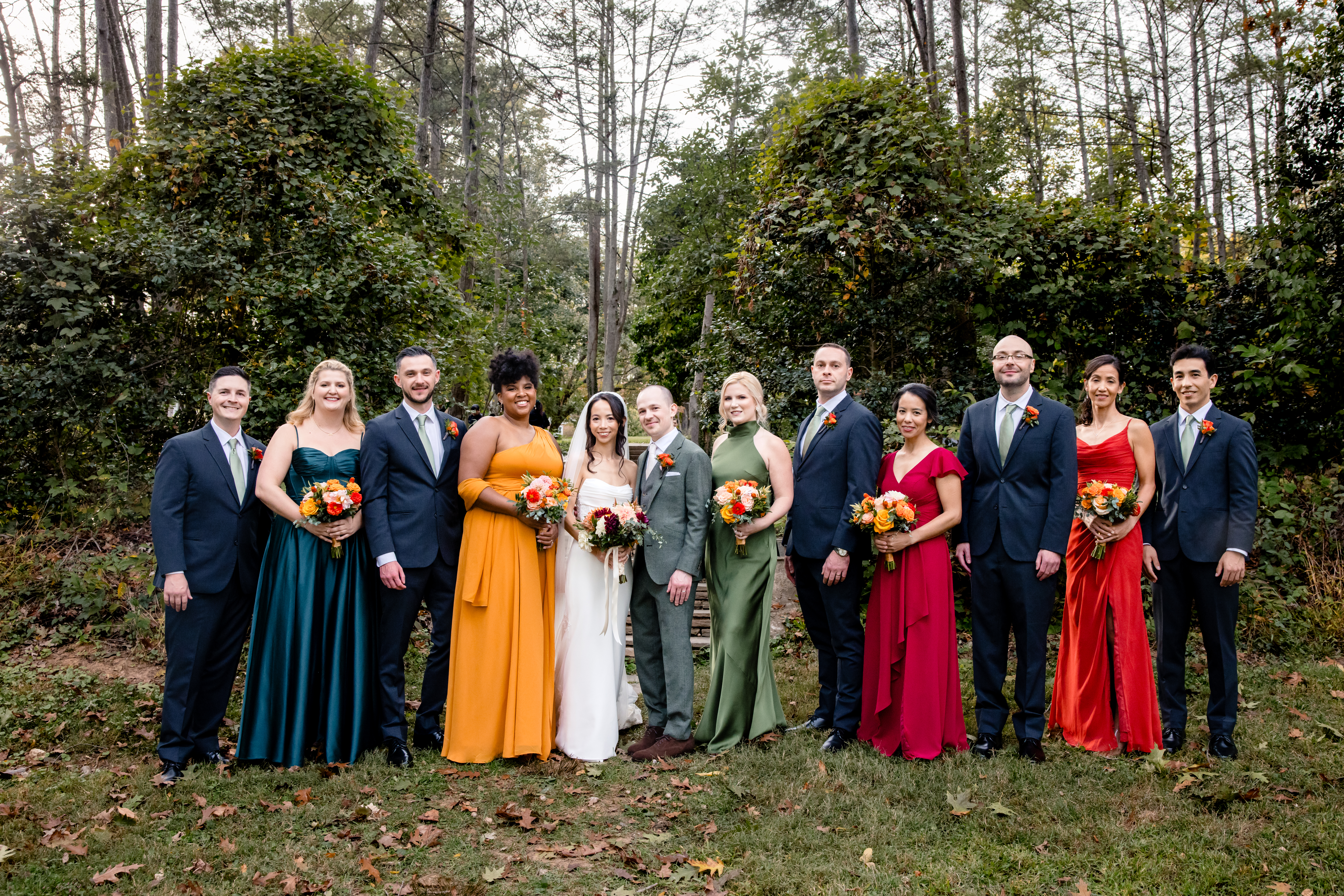 a family in nature taking family wedding photos 