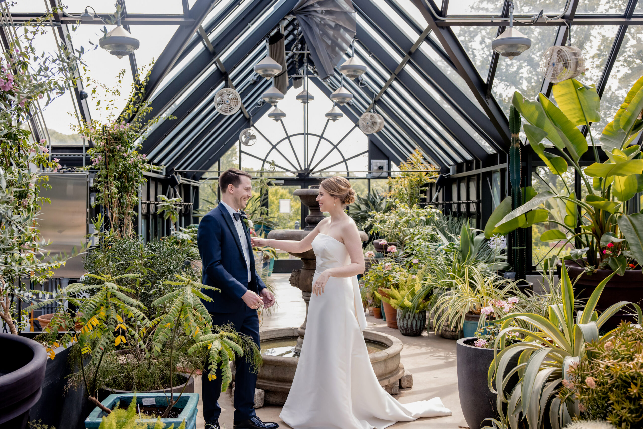 a man and woman sharing a first look at The Atrium at Meadowlark Botanical Gardens 